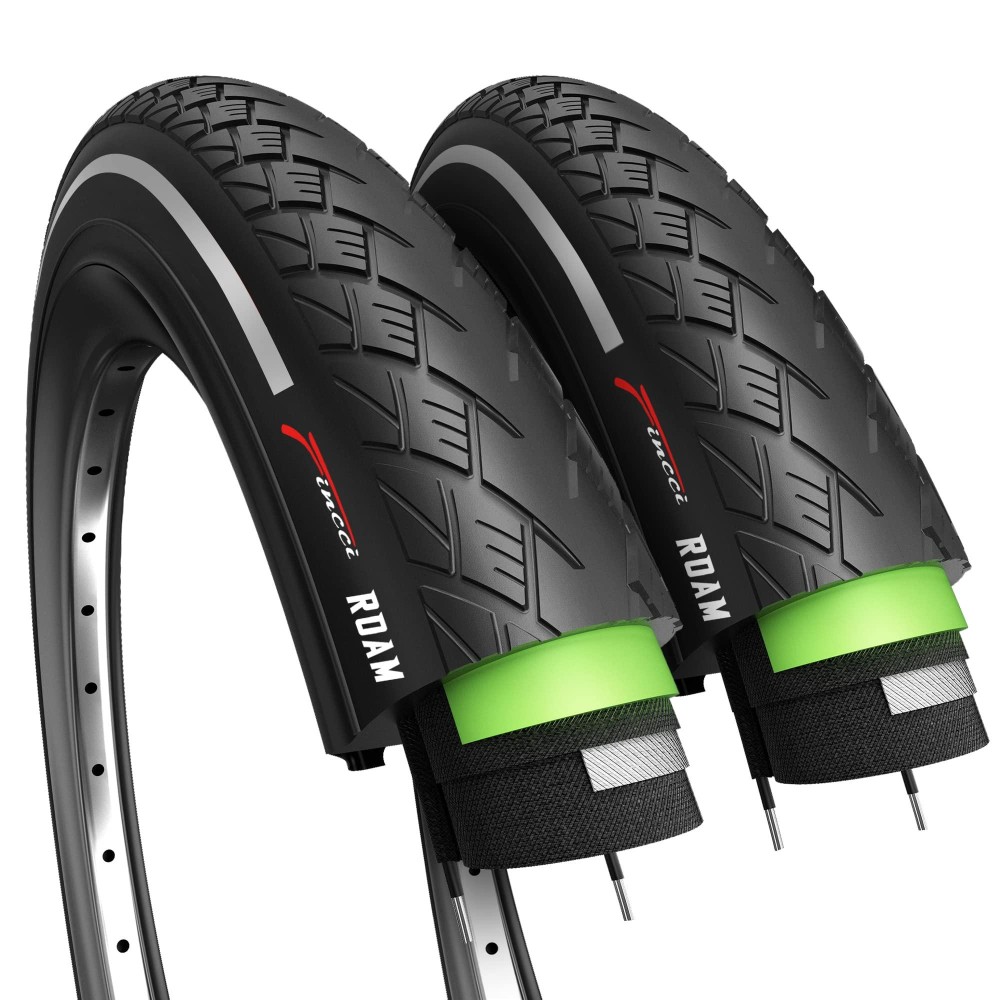 Fincci Pair 700X35C Tire Foldable 37-622 With 1Mm Antipuncture Protection For Cycle Road Mountain Mtb Hybrid Touring Electric Bike Bicycle With 700 X 35C Tires - Pack Of 2 With Reflective Sidewall
