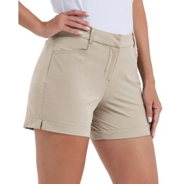 Willit Womens 45 Golf Shorts Quick Dry Causal Shorts With Pockets Water Resistant Khaki Size 4
