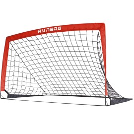 Runbow 5X3 Ft Portable Kids Soccer Goal For Backyard Small Children Practice Soccer Net With Carry Bag (5X3Ft, Red, 1 Pack)
