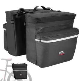 Kemimoto Bike Bag Accessories Panniers For Bicycle Rear Rack Bag Upgraded 34L Capacity Storage Saddle Bag Water Resistant Mountain Road Electric Bike Trunk 6 Inches Bike Rack Black