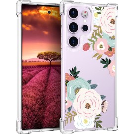 Topgraph Samsung Galaxy S23 Ultra Case Clear For Women Flower Floral Cute Girly Designer Girls, Transparent Phone Case Floral Design Compatible With Samsung Galaxy S23 Ultra (Kawaii Spring Flowers)