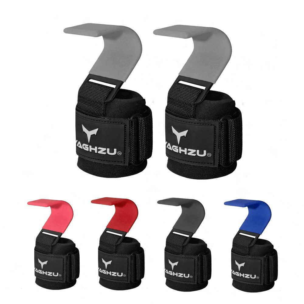 Yaghzu Weight Lifting Hooks For Women And Men Heavy Duty Lifting Straps For Weightlifting Padded Wrist Straps For Weightlifting And Powerlifting Premium Deadlift Straps For Pull Ups Weight Lifting Gloves With Hooks Wrist Straps Support Lifting Grips