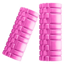Foam Roller Set - 2 Roller (12 And 13) High-Density Round Foam Roller For Exercise, Massage, Muscle Recovery (Roses Red)