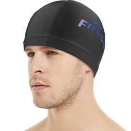 Firesara Upgrate Fabric Swim Cap Fit For Long Short Hair, Comfortable High Elasticity Swimming Hat Lightweight Bathing Cap For Women Men Kids Black