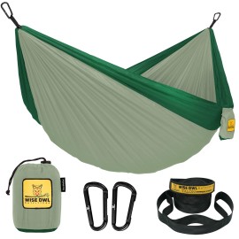 Wise Owl Outfitters Camping Hammock - Camping Essentials & Camping Gifts, Portable Hammock Single Or Double Hammock For Outdoor, Indoor W/Hammock Straps