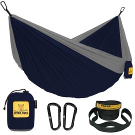 Wise Owl Outfitters Camping Hammock - Camping Essentials & Camping Gifts, Portable Hammock Single Or Double Hammock For Outdoor, Indoor W/Hammock Straps