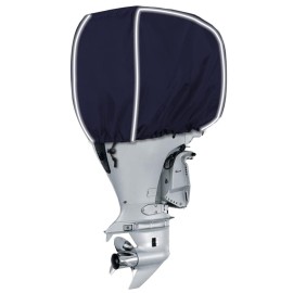 Seapisode 600D Fade And Crack Resistant Trailerable Outboard Motor Cover, Waterproof And Uv-Proof Boat Motor Covers, Boat Engine Cover With Reflective Strips And Adjustable Strap(Fits 25-50 Hp)