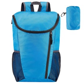 Wrtee Hiking Backpack Water Proof Lightweight Packable Hiking Daypack For Travel Camping Outdoor Portable 20L-Light Blue