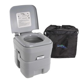 Us Camping Supply Portable Toilet With Carry Bag, 53 Gallon Waste Tank - Compact Indoor Outdoor Dual Outlet Commode - Travel, Camping, Rv, Boating, Fishing - Traveling Bathroom, Water Flush Pump