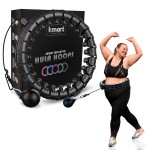 K-Mart Smart Hula Ring Hoops, Weighted Hula Circle 24 Detachable Fitness Ring With 360 Degree Auto-Spinning Ball Gymnastics, Massage, Adult Fitness For Weight Loss (Charcoal Black)