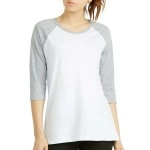 Women 34 Sleeve Baseball Tee - Raglan Shirts Jersey Tops Quarter Sleeve Shirt Tees (Lbt001 L, Whtltgr)