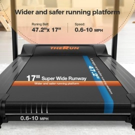 THERUN Incline Treadmill, Treadmill for Running and Walking, 300 lbs Weight capacity Folding Treadmill with 0-15% Auto Incline, Wide Belt, 3.5HP, App, Heart Rate, Black