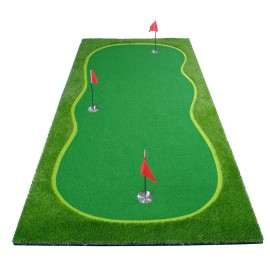 Boburn Golf Putting Greenmat-Golf Training Mat- Professional Golf Practice Mat- Green Long Challenging Putter For Indooroutdoora (5X10Ft 3Holes)