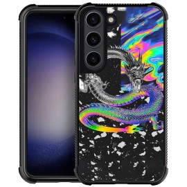 Carloca Compatible With Samsung Galaxy S23 Case,Trippy Dragon Colorful Samsung Galaxy S23 Cases For Girls Women,Fashion Graphic Design Shockproof Anti-Scratch Drop Protection Case
