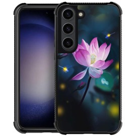 Carloca Compatible With Samsung Galaxy S23 Plus Case,Lotus Flower Dragonflys Samsung Galaxy S23 Plus Cases For Girls Women,Fashion Graphic Design Shockproof Anti-Scratch Drop Protection Case