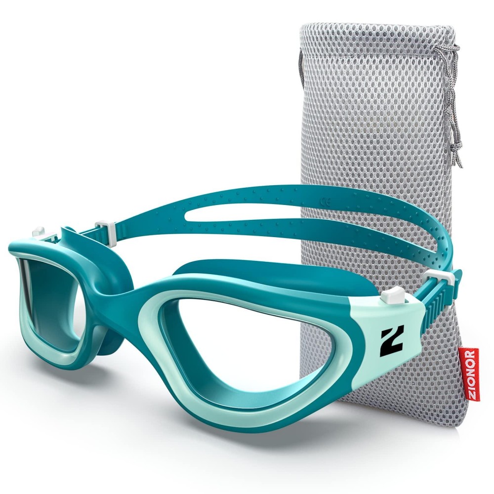 Zionor Swim Goggles, G1 Se Swimming Goggles Anti-Fog For Adult Men Women, Uv Protection, No Leaking (Clear Lens Green Frame)