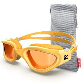 Zionor Swim Goggles, G1 Se Swimming Goggles Anti-Fog For Adult Men Women, Uv Protection, No Leaking (Amber Lens Yellow Frame)