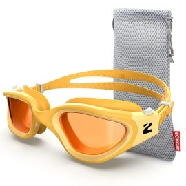 Zionor Swim Goggles, G1 Se Swimming Goggles Anti-Fog For Adult Men Women, Uv Protection, No Leaking (Amber Lens Yellow Frame)