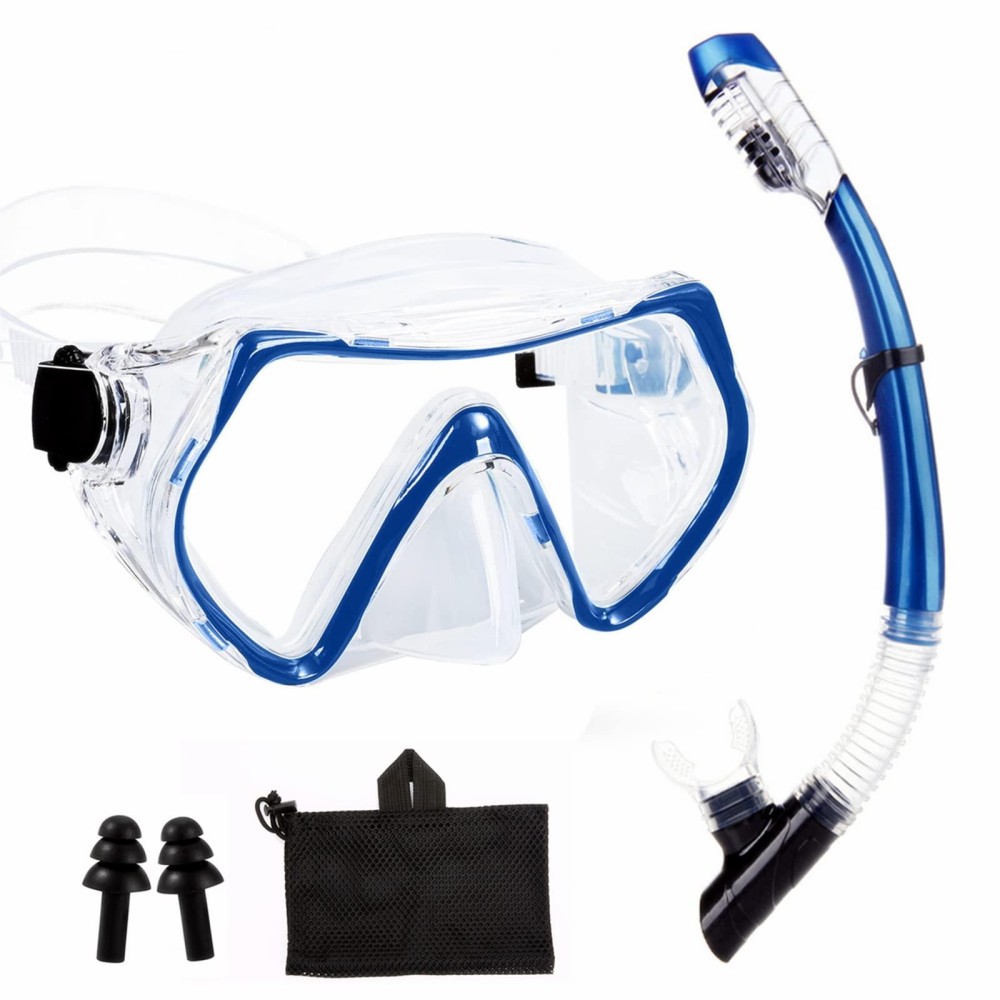 Aqua A Dive Sportssnorkeling Gear Snorkel Mask Scuba Set Scuba Mask Diving Mask Snorkeling Gear Swimming Goggles Snorkeling Set Swim Dive Mask (Blue/Clear)