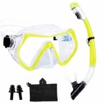 Aqua A Dive Sportssnorkeling Gear Snorkel Mask Scuba Set Scuba Mask Diving Mask Snorkeling Gear Swimming Goggles Snorkeling Set Swim Dive Mask (Yellow/Clear)