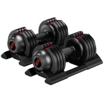 Altler Adjustable Dumbbell, 44Lbs Pair Dumbbell Set With Tray For Workout Strength Training Fitness, Adjustable Weight Dial Dumbbell With Anti-Slip Handle And Weight Plate For Home Exercise