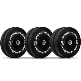 Iron Crush Olympic Bumper Plates Set - Virgin Rubber Weights For Strength Training - Fits 2 Barbells - Sold In Pairs