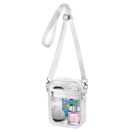 Wjcd Clear Bag Stadium Approved Pvc Concert Clear Purse Clear Crossbody Purse Bag Clear Bags For Women,With Front Pocket (White)