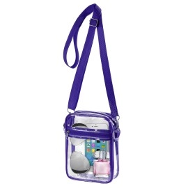 Wjcd Clear Bag Stadium Approved Pvc Concert Clear Purse Clear Crossbody Purse Bag Clear Bags For Women,With Front Pocket (Purple)