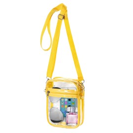 Wjcd Clear Bag Stadium Approved Pvc Concert Clear Purse Clear Crossbody Purse Bag Clear Bags For Women,With Front Pocket (Yellow)