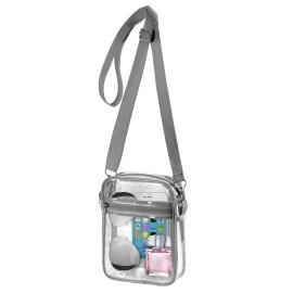 Wjcd Clear Bag Stadium Approved Pvc Concert Clear Purse Clear Crossbody Purse Bag Clear Bags For Women,With Front Pocket (Grey)