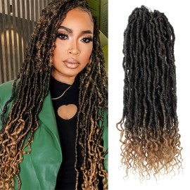 Bohobabe 18 Inch New Faux Locs With Curly End 6 Packs Soft Locs Crochet Hair 72 Strands Natural Black Crochet Braids (6Packs, T27)