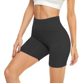Highdays Womens High Waist Biker Shorts - 5 Tummy Control Stretch Workout Shorts For Yoga Running Athletic Gym, Mix Grey, Plus Size