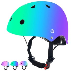Jeefree Color Gradient Adjustable Helmet For Adult Toddler Kids Youth Boys Girls.Skateboard Bike Helmet For Multi-Sports Bicycle Scooter Inline Roller Skate Rollerblading Cycling,3 Sizes