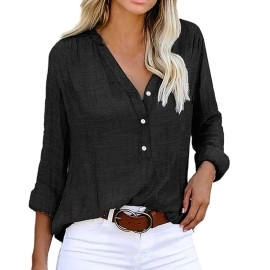 Womens Blouses 2023 Spring Fashion Long Sleeve Button Down Shirts Dressy Work Tops Loose Striped Collared Blouse