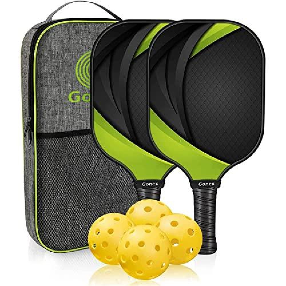 Gonex Pickleball Paddles, Usapa Approved Graphite Pickleball Rackets With Comfort Grip, Carbon Fiber Pickleball Set Of 2/4 Paddles With 4 Balls, Portable Carry Bag