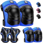 Dacool Kids/Youth Protective Gear Set Knee Pads Elbow Pads Wrist Guards For 3-10 Years, Toddler Knee And Elbow Pads For Roller Skates Cycling Bike Skateboard Inline Skating Scooter Riding Sports, Blue