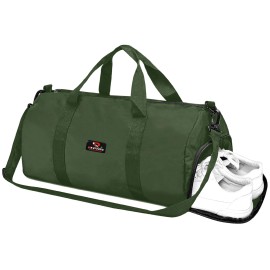 Gym Duffle Bag With Shoe Compartment Foldable Men Women Travel Fitness Holdall Sports Bags - Shoulder Strap Swimming Basketball Tennis Luggage Weekender Light Weight Dry Bags, Olive Green, 37L, Duffle Bag