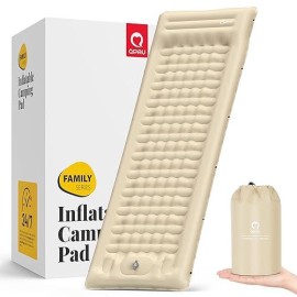 Qpau Sleeping Pad For Camping Self Inflating, 76X26, 47 Extra-Thick Camping Mattress Enhanced Support, With Built-In Foot Pump, For Camping, Hiking - Airpad, Backpacking And Home, (Khaki)