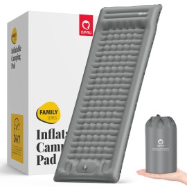 Qpau Sleeping Pad For Camping Self Inflating, 76X26, 47 Extra-Thick Camping Mattress Enhanced Support, With Built-In Foot Pump, For Camping, Hiking - Airpad, Backpacking And Home, (Grey)