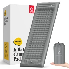 Qpau Sleeping Pad For Camping Self Inflating, 76X26, 47 Extra-Thick Camping Mattress Enhanced Support, With Built-In Foot Pump, For Camping, Hiking - Airpad, Backpacking And Home, (Grey)