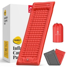 Qpau Sleeping Pad For Camping Self Inflating, 76X26, 47 Extra-Thick Camping Mattress Enhanced Support, With Built-In Foot Pump, For Camping, Hiking - Airpad, Backpacking And Home, (Red)