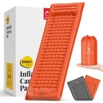 Qpau Sleeping Pad For Camping Self Inflating, 76X26, 47 Extra-Thick Camping Mattress Enhanced Support, With Built-In Foot Pump, For Camping, Hiking - Airpad, Backpacking And Home, (Orange)