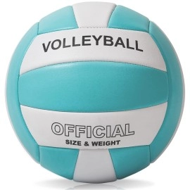 Evzom Super Soft Volleyball Beach Volleyball Official Size 5 For Outdoor/Indoor/Pool/Gym/Training Premium Volleyball Equipment Durability Stability Sports Ball(Blue/White)
