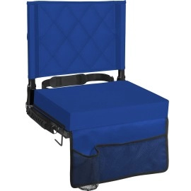 Sheenive Stadium Seats For Bleachers With Back Support, Bleacher Seats With Backs And Cushion Wide, Padded Portable Folding Comfort Stadium Chair With Shoulder Strap, Perfect For Sports Events, Blue
