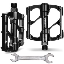 Nuwab Premium Bike Pedals, 3 Sealed Bearings Bicycle Pedals, 916Inch Threads Of Bike Flat Pedal, Aluminum Alloy Bicycle Cycling Pedals, Come With Installation Wrench