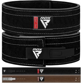 Rdx Weight Lifting Belt Powerlifting, Approved By Ipl And Uspa, 10Mm Thick 4 Leather Lumbar Back Support, Lever Buckle Equipment, Bodybuilding Deadlifts Squats Workout Men Women (Black White, Medium)
