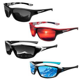 Salfboy Polarized Sports Sunglasses For Men Fishing Sun Glasses Mixed Style Uv Protection Fan Sports Sunglasses 4Pcs
