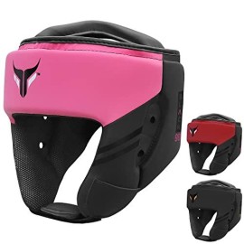 Mytra Fusion Boxing Headgear - Sparring Gear With Adjustable Strap Mma, Muay Thai, Kickboxing, Martial Arts, Karate, Head Gear (Blackpink, L)