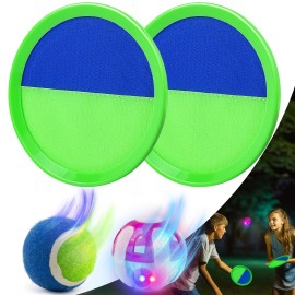 Qrooper Kids Toys - Glow In The Dark Outdoor Games, Beach Toys, Toss And Catch Ball Set With Light Up Ball, Outdoor Toys For Kids Ages 4-8, Led Toys For Kids Backyards Gifts For Kids/Adults/Family