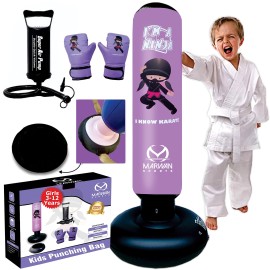 Marwan Sports Kids Punching Bag Toy Set, Inflatable Boxing Bag Toy For Boys Age 3-12, Ninja Toys For Boys, Christmas,Birthday Gifts For Kids 4,5,6,7,8,9,10 Years Old (Purple)